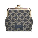 Royal Bagger Elegant Retro RFID Kiss-Lock Coin Purse for Women, Signature Coated Canvas & Vegetable-Tanned Cowhide Leather, Vintage Metal Frame Small Wallet with Card Organizer 3271