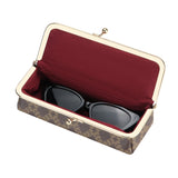 Royal Bagger Women's Eyeglass Case & Coin Purse, RFID Pencil Bag with Kiss Lock, Coated Canvas & Vegetable-Tanned Leather 5135