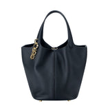 Royal Bagger Vintage Genuine Leather Basket Bag Stylish Versatile Handheld Bucket Bag for Women's Commuting 3260