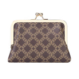 Royal Bagger Women's RFID Card Holder, Kiss Lock Coin Purse, Short Wallet, Signature Coated Canvas & Vegetable-Tanned Cowhide Leather 5120