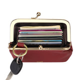 Royal Bagger Kiss Lock RFID Card Holder & Coin Purse for Women – Genuine Cow Leather Mini Wallet with Key Chain, Small Fashion Storage Bag 4243