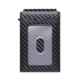 Royal Bagger Men’s Minimalist Pop-Up Metal & Genuine Cow Leather Card Holder Case, RFID Blocking Slim Wallet with Magnetic Closure, Lightweight Carbon Fiber Travel Wallet 5246