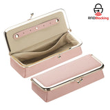 Royal Bagger Genuine Leather RFID Blocking Fashion Glasses Case, Pencil Bag with Kiss Lock, Organizer for Rings, Necklaces & Earrings for Women 4135