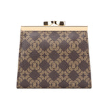 Royal Bagger Women’s RFID Credit Card Holder Wallet – Vintage Coin Purse with Signature Coated Canvas & Vegetable-Tanned Cowhide Leather, Kiss Lock Short Wallet 5242