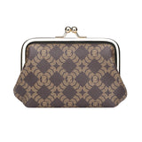 Royal Bagger Retro Kiss Lock RFID Card Holder & Coin Purse for Women, Signature Coated Canvas & Vegetable-Tanned Leather Mini Keychain Wallet, Compact Storage Bag 5243