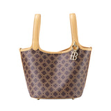 Royal Bagger Signature Coated Canvas & Vegetable-Tanned Cowhide Leather Bucket Bag, Casual Handbag for Women, Tote Bags 4260