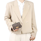 Royal Bagger Retro Kiss Lock RFID Card Holder & Coin Purse for Women, Signature Coated Canvas & Vegetable-Tanned Leather Mini Keychain Wallet, Compact Storage Bag 5243