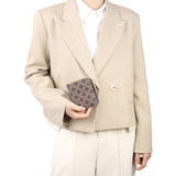 Royal Bagger Signature Coated Canvas & Vegetable-Tanned Cowhide Leather Short Wallet - RFID Blocking, Slim Bifold Coin Purse for Women, Retro & Simple Design 4201