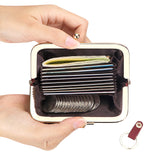 Royal Bagger Kiss Lock RFID Card Holder & Coin Purse for Women – Genuine Cow Leather Mini Wallet with Key Chain, Small Fashion Storage Bag 4243