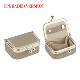 Royal Bagger Genuine Leather Mini Coin Purse, Solid Color Kiss Lock Change Pouch, Casual Style Small Storage Bag for Women 1894