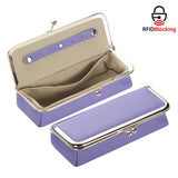 Royal Bagger Genuine Leather RFID Blocking Fashion Glasses Case, Pencil Bag with Kiss Lock, Organizer for Rings, Necklaces & Earrings for Women 4135