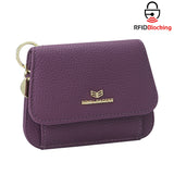 Royal Bagger Multi-card Slots Short Wallet Genuine Leather Credit Card Holder RFID Blocking Coin Purse with Keychain 2443