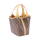 Royal Bagger Signature Coated Canvas & Vegetable-Tanned Cowhide Leather Bucket Bag, Casual Handbag for Women, Tote Bags 4260