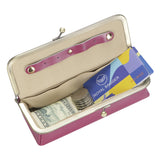 Royal Bagger Genuine Leather RFID Blocking Fashion Glasses Case, Pencil Bag with Kiss Lock, Organizer for Rings, Necklaces & Earrings for Women 3135