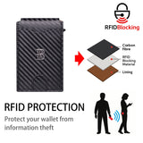 Royal Bagger Men’s Minimalist Pop-Up Metal & Genuine Cow Leather Card Holder Case, RFID Blocking Slim Wallet with Magnetic Closure, Lightweight Carbon Fiber Travel Wallet 5246