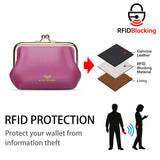 Royal Bagger Retro Kiss Lock RFID Card Holder Coin Purse for Women Genuine Cow Leather Small Lipstick Bag Fashion Mini Key Chain Wallet 3243