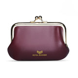 Royal Bagger Retro Kiss Lock RFID Card Holder Coin Purse for Women Genuine Cow Leather Small Lipstick Bag Fashion Mini Key Chain Wallet 3243