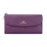 Royal Bagger Women’s RFID Blocking Long Wallet – Genuine Cow Leather Trifold Purse with Multi-Card Slots & Magnetic Closure 5063