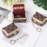 Royal Bagger Women's Mini Jewelry Box & Coin Purse with Removable Chain – Signature Coated Canvas & Vegetable-Tanned Cowhide Leather, Small Kiss Lock Storage Bag 9894