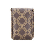 Royal Bagger Women's Mini Chain Cosmetics Case, Signature Coated Canvas & Vegetable-Tanned Cowhide Leather Kiss Lock Purse, Small Makeup Bag with Mirror 5241