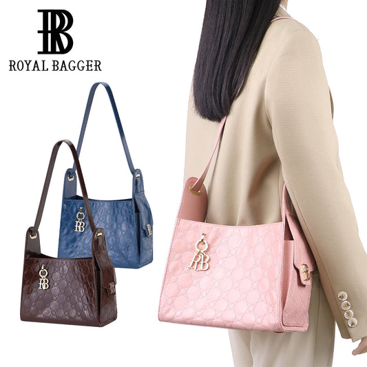 Royal Bagger Genuine Cow Leather Crossbody Bag for Women, Retro Fashion Underarm Shoulder Purse, Large Capacity 3268