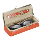 Royal Bagger Genuine Leather RFID Blocking Fashion Glasses Case, Pencil Bag with Kiss Lock, Organizer for Rings, Necklaces & Earrings for Women 3135