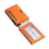 Royal Bagger Men’s Minimalist Pop-Up Metal & Genuine Cow Leather Card Holder Case, RFID Blocking Slim Wallet with Magnetic Closure, Lightweight Carbon Fiber Travel Wallet 5246