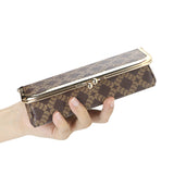 Royal Bagger Women's Eyeglass Case & Coin Purse, RFID Pencil Bag with Kiss Lock, Coated Canvas & Vegetable-Tanned Leather 5135