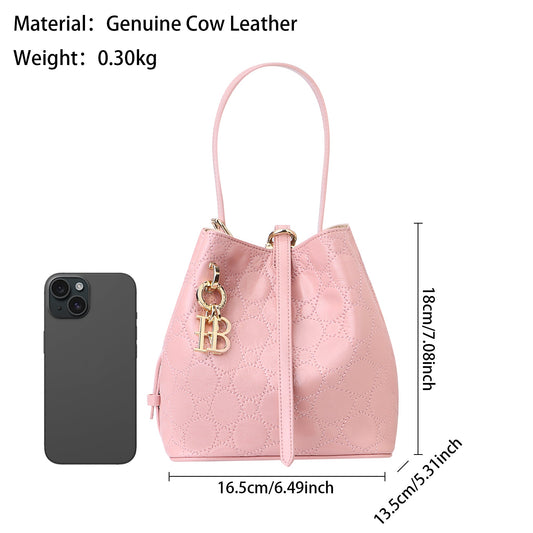 Royal Bagger Fashion Retro Bucket Bag for Women, Genuine Cowhide Leather Handbag, Elegant Shoulder Crossbody Purse 3266