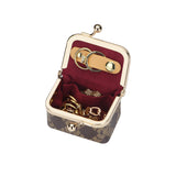 Royal Bagger Women's Mini Jewelry Box & Coin Purse – Signature Coated Canvas & Vegetable-Tanned Cowhide Leather, Solid Color Kiss Lock Change Pouch, Casual Small Storage Bag 5894