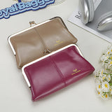 Royal Bagger RFID Genuine Leather Wallet for Women, Kiss Lock Clutch with Multi-Card Slots, Vintage Card Holder Purse 2468
