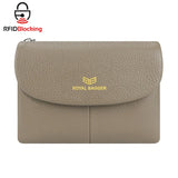 Royal Bagger RFID Blocking Women's Short Wallet Genuine Leather Multi-card Slots Card Holder Trifold Purse Magnetic Opening 2063