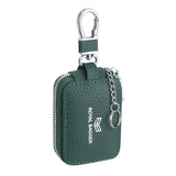 Royal Bagger Mini Portable Zipper Earphone Bags Genuine Leather Small Key Wallet with Keychain Fashion Simple Headphone Bag 2901