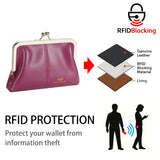 Royal Bagger Fashionable Genuine Leather RFID Blocking Women's Wallet with Kiss Lock, Card Slots and Zipper Coin Pocket 4120
