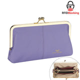 Royal Bagger RFID Kiss Lock Wallet, Genuine Leather Clutch Purse for Women with Solid Color Lining & Multi-Card Slots 3468