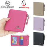 Royal Bagger RFID Blocking Genuine Leather Short Wallet for Women - Slim Bifold Coin Purse, Fashionable & Simple Design 3201