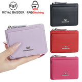 Royal Bagger Genuine Leather Women's Coin Purse - RFID Blocking Small Wallet, Casual Zipper Change Pouch for Daily Use 3200