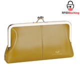 Royal Bagger RFID Genuine Leather Wallet for Women, Kiss Lock Clutch with Multi-Card Slots, Vintage Card Holder Purse 2468