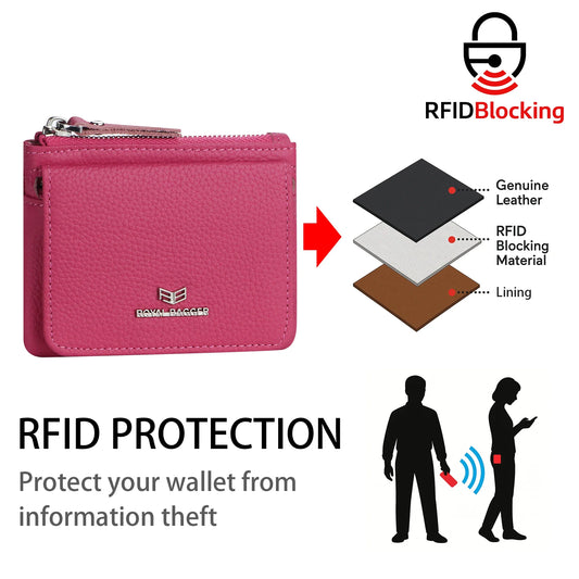 Royal Bagger Genuine Leather Women's Coin Purse - RFID Blocking Small Wallet, Casual Zipper Change Pouch for Daily Use 3200