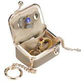 Royal Bagger Genuine Leather Mini Kiss Lock Coin & Jewelry Box, Removable Keychain, Storage for Rings, Earrings, Necklaces 2894