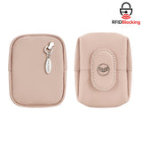 Royal Bagger RFID Mini Genuine Leather Women's Coin Purse - Solid Color Buckle Pouch for Keys, Earphones & Daily Essentials 3603
