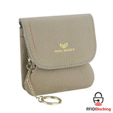 Royal Bagger Kiss Lock Coin Purse for Women RFID Simple Card Holder with Removable Keychain Genuine Leather Storage Bag 2622
