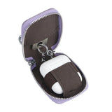 Royal Bagger Mini Portable Zipper Earphone Bags Genuine Leather Small Key Wallet with Keychain Fashion Simple Headphone Bag 2901