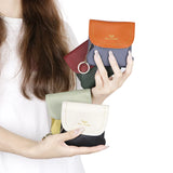 Royal Bagger Color Block Mini Coin Purse, RFID Simple Credit Card Holder with Kiss Lock, Genuine Leather Casual Storage Bag 1922