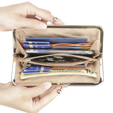 Royal Bagger RFID Genuine Leather Wallet for Women, Kiss Lock Clutch with Multi-Card Slots, Vintage Card Holder Purse 2468