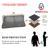 Royal Bagger RFID Genuine Leather Wallet for Women, Kiss Lock Clutch with Multi-Card Slots, Vintage Card Holder Purse 2468
