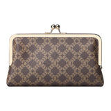 Royal Bagger Women's RFID Clutch Wallet, Signature Coated Canvas & Vegetable-Tanned Cowhide Leather Kiss Lock Purse, Multi-Card Holder 5468