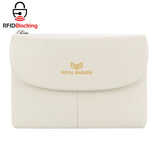 Royal Bagger RFID Blocking Women's Short Wallet Genuine Leather Multi-card Slots Card Holder Trifold Purse Magnetic Opening 2063