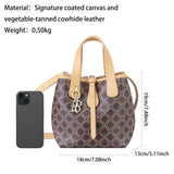 Royal Bagger Retro Signature Canvas & Leather Bucket Bag, Convertible Tote & Basket Handbag for Women 5262