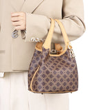 Royal Bagger Signature Coated Canvas & Vegetable-Tanned Cowhide Leather Bucket Bag, Casual Handbag for Women, Tote Bags 4260